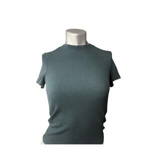 Prana Women’s Foundation Rib Tee Dark Teal XS Green Baby T-shirt Fitted Stretch
